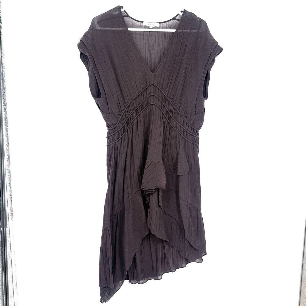 IRO Paris Draped Asymmetric Mini Dress Black Whimsigoth Fairy Grunge Sz 40 US 8